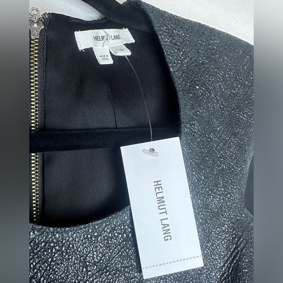 ❗️NEW Helmut Lang Crystal Leather Black Two Tone Asymmetrical Sheath Dress - Picture 7 of 17